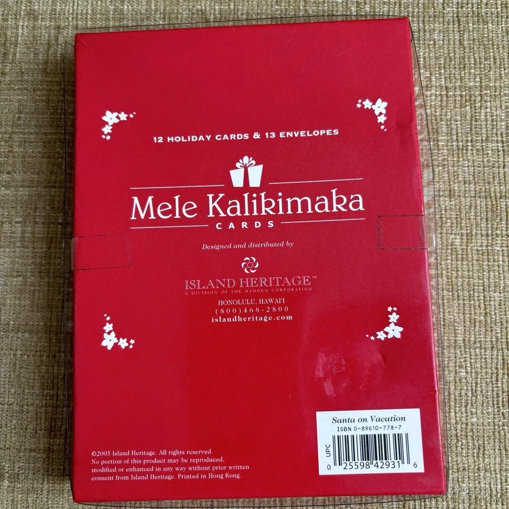 Vintage Mele‎ Kalikimaka Hawaiian Christmas Cards Santa Hammock Island Heritage